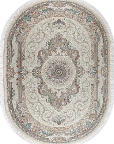 Ковер персидский G144 Mashad 1500 (Акрил, кремовый) овальный