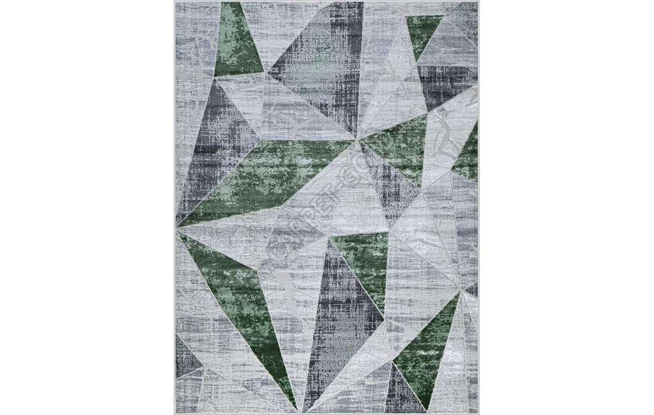 Геометрический абстрактный ковер 37515A STAN GREEN FLS / L.GREY Kleopatra