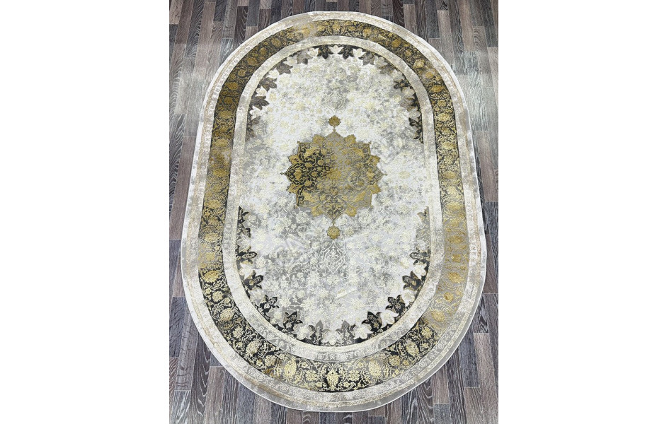 Ковер турецкий Lisa AA610A_IVORY MUSTARD овал